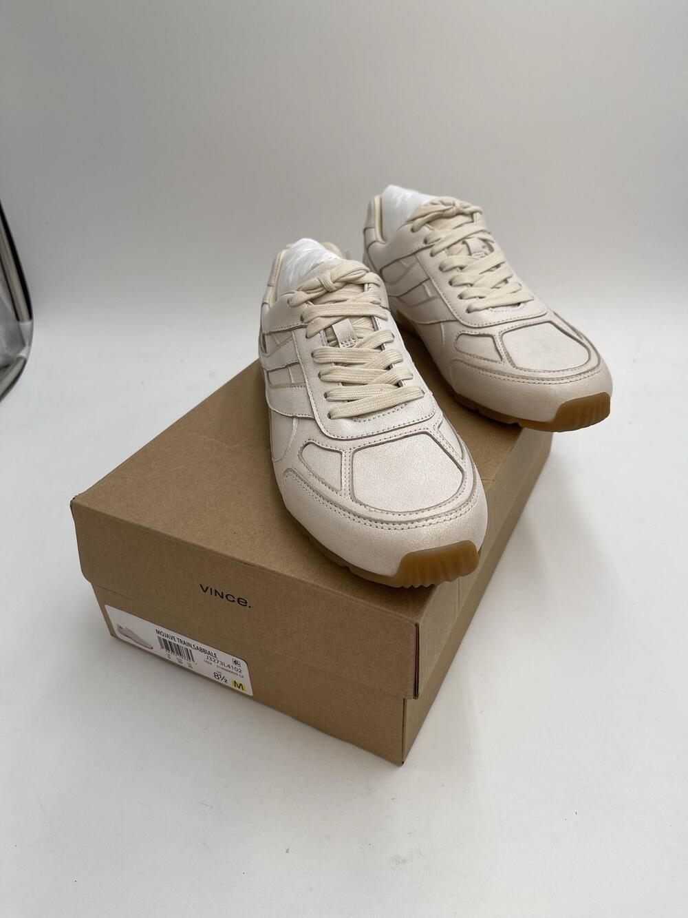 Vince Mojave Train Shoes Womens Size 8.5 Beige Low Top Sneakers J3273L4102